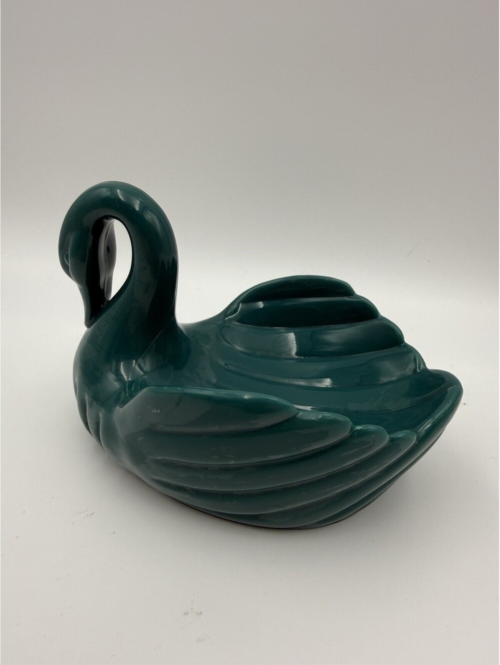 Vintage Springs Swan Soap Dish Dark Green Ceramic Trinket Bowl Bathroom Vanity